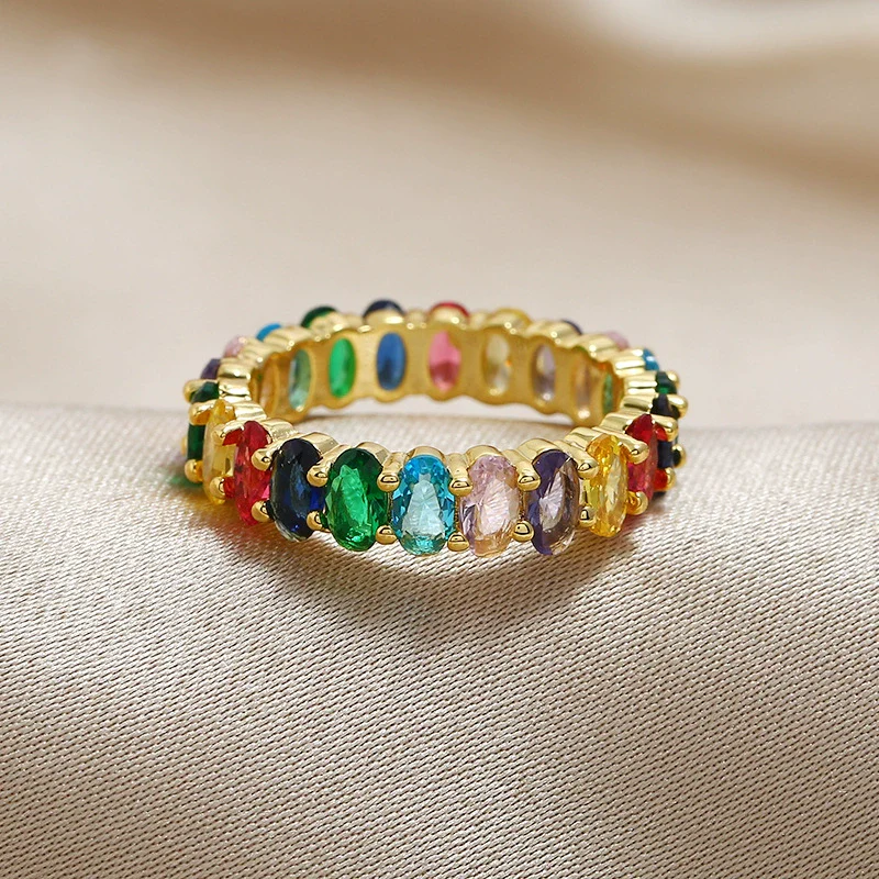 Rings Copper Zircon Fashion Geometric - Image 2