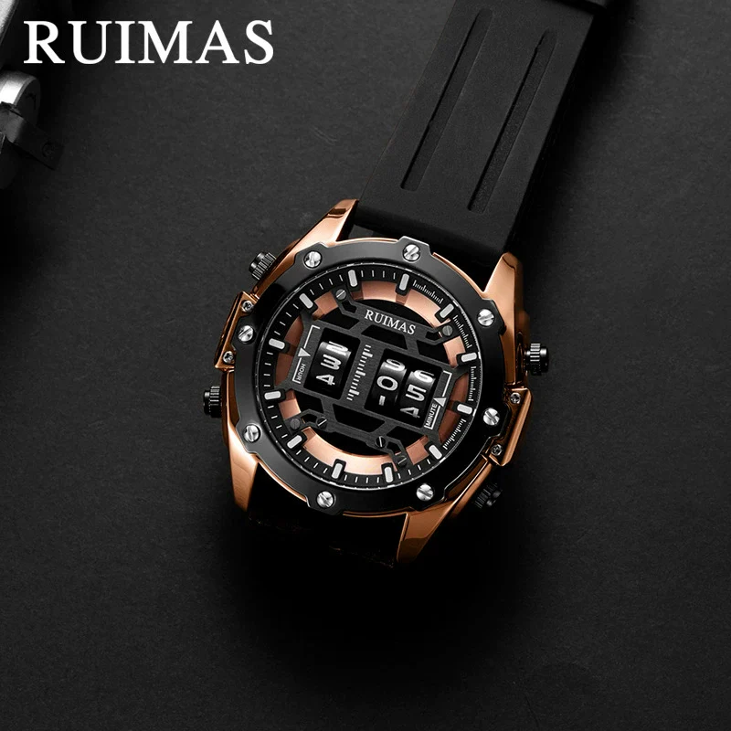 Roller Sports Watch Men's Fashion Waterproof Quartz Watch Alloy Case Silicone Strap Round Dial - Image 3