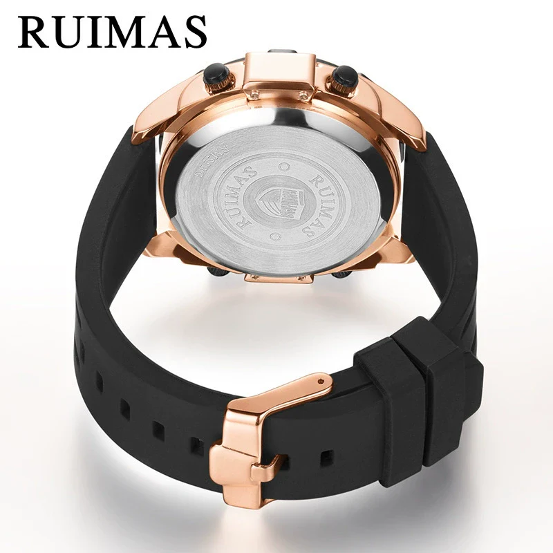 Roller Sports Watch Men's Fashion Waterproof Quartz Watch Alloy Case Silicone Strap Round Dial - Image 5