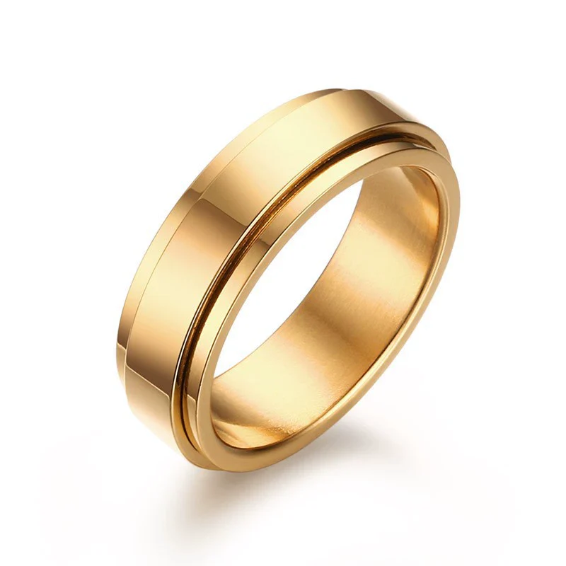 Rotatable Stainless Steel Unisex Ring With Geometric Style And Electroplating Treatment - Image 7