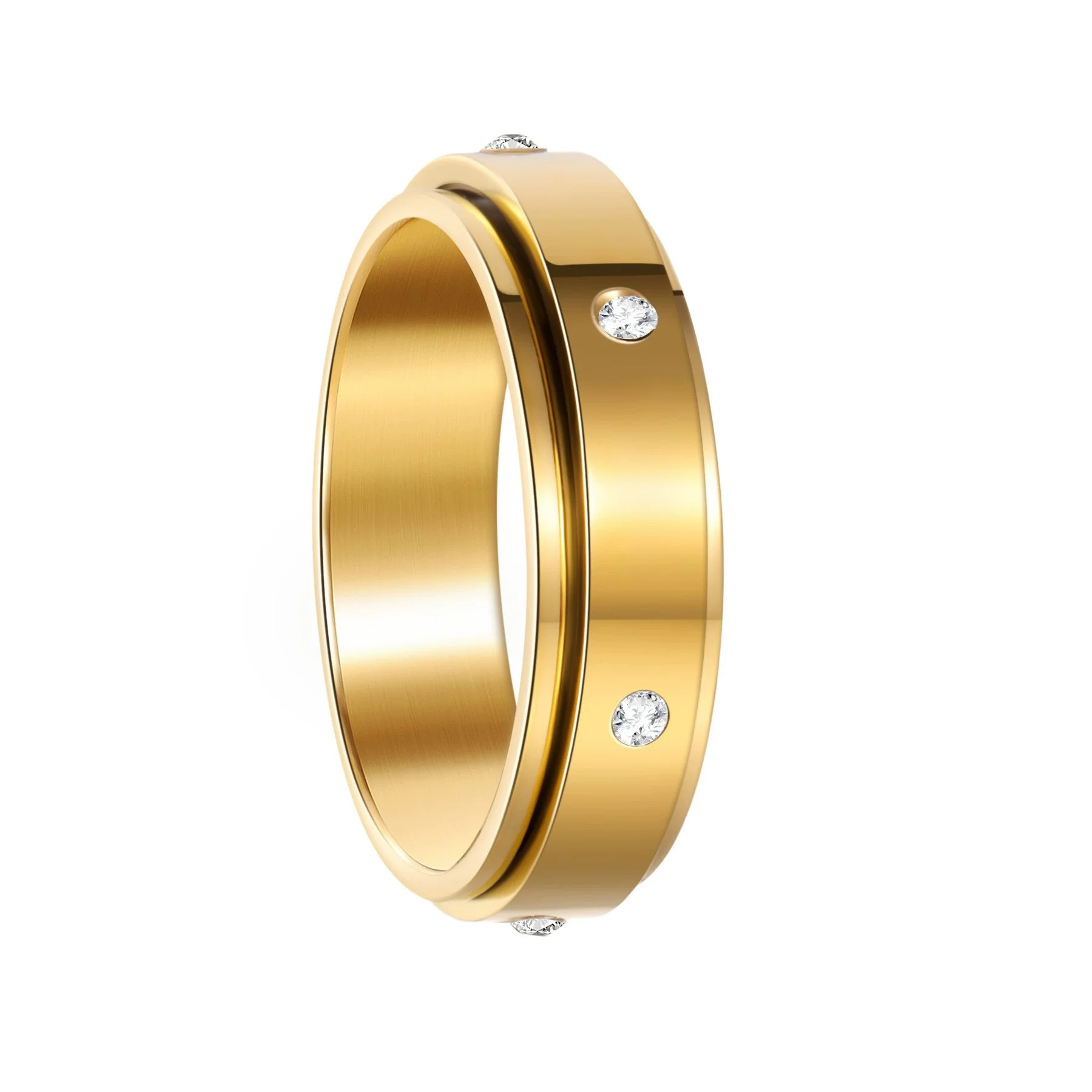 Rotating Decompression Ring Titanium Steel Geometric Electroplated Luxury Microinlaid For Women And Unisex - Image 5