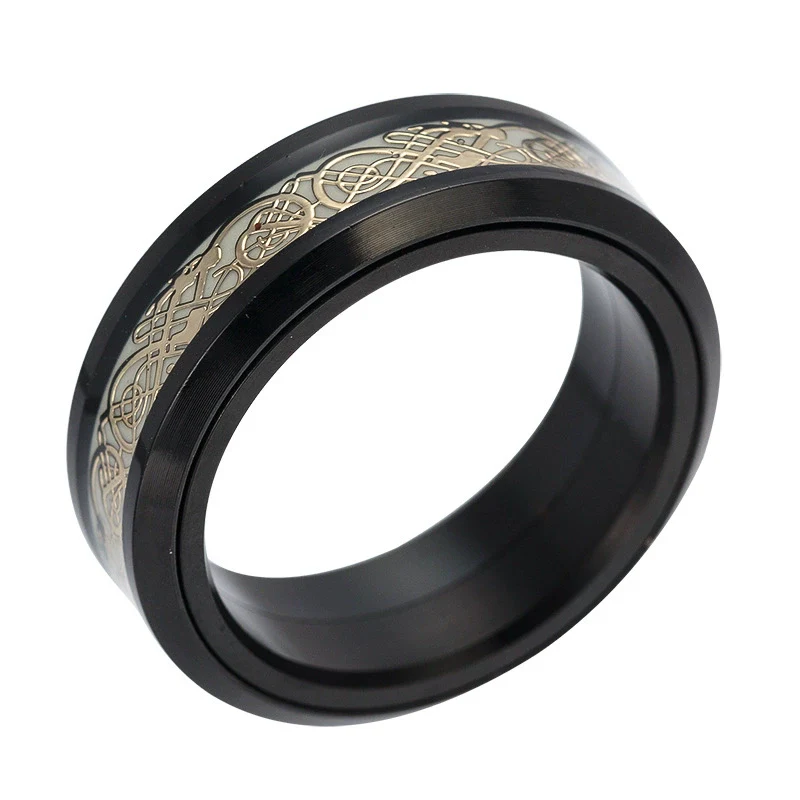 Rotating Luminous Dragon Ring Jewelry Titanium Steel Electroplating Unisex With Letters Numbers Text Pattern - Image 3