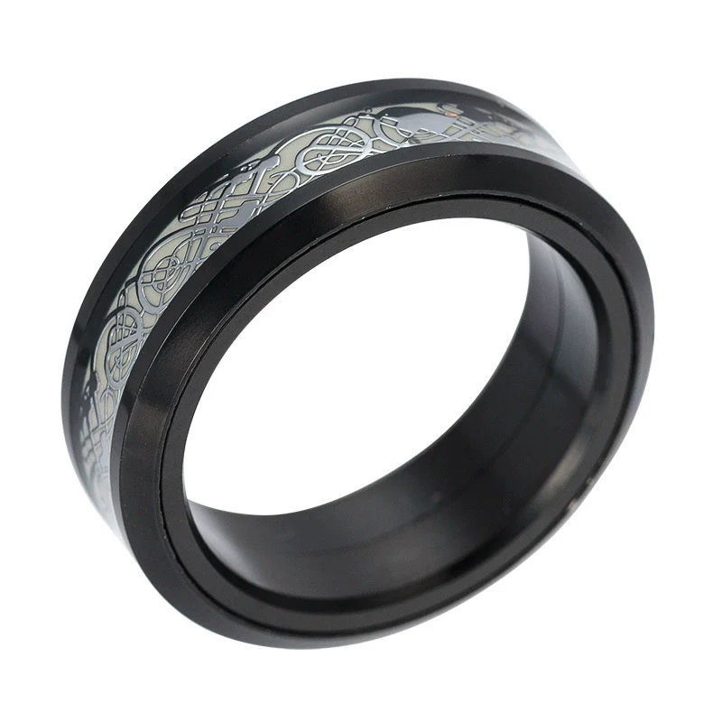 Rotating Luminous Dragon Ring Jewelry Titanium Steel Electroplating Unisex With Letters Numbers Text Pattern - Image 4