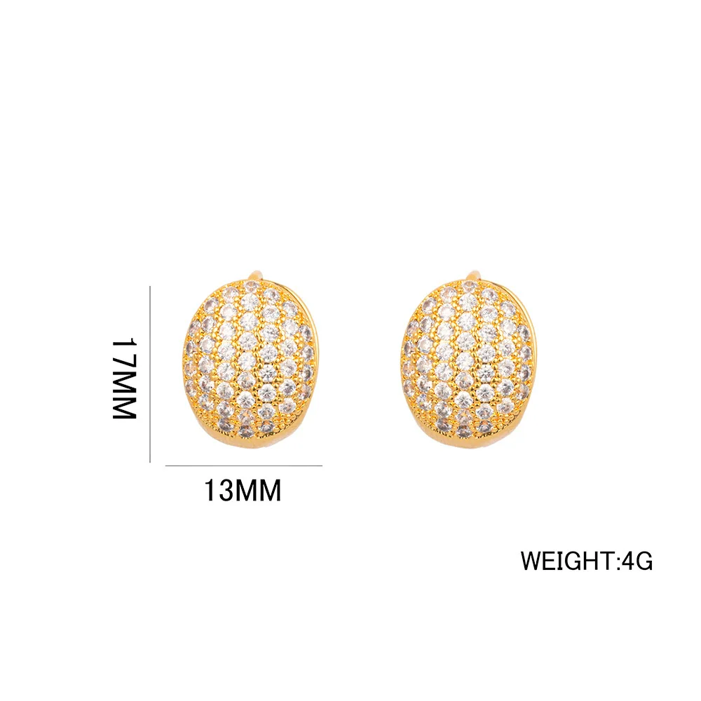 Round Stud Earrings Copper Microinlaid Zircon Electroplating Heart Shape Light Luxury Retro Minimalist Women's - Image 4
