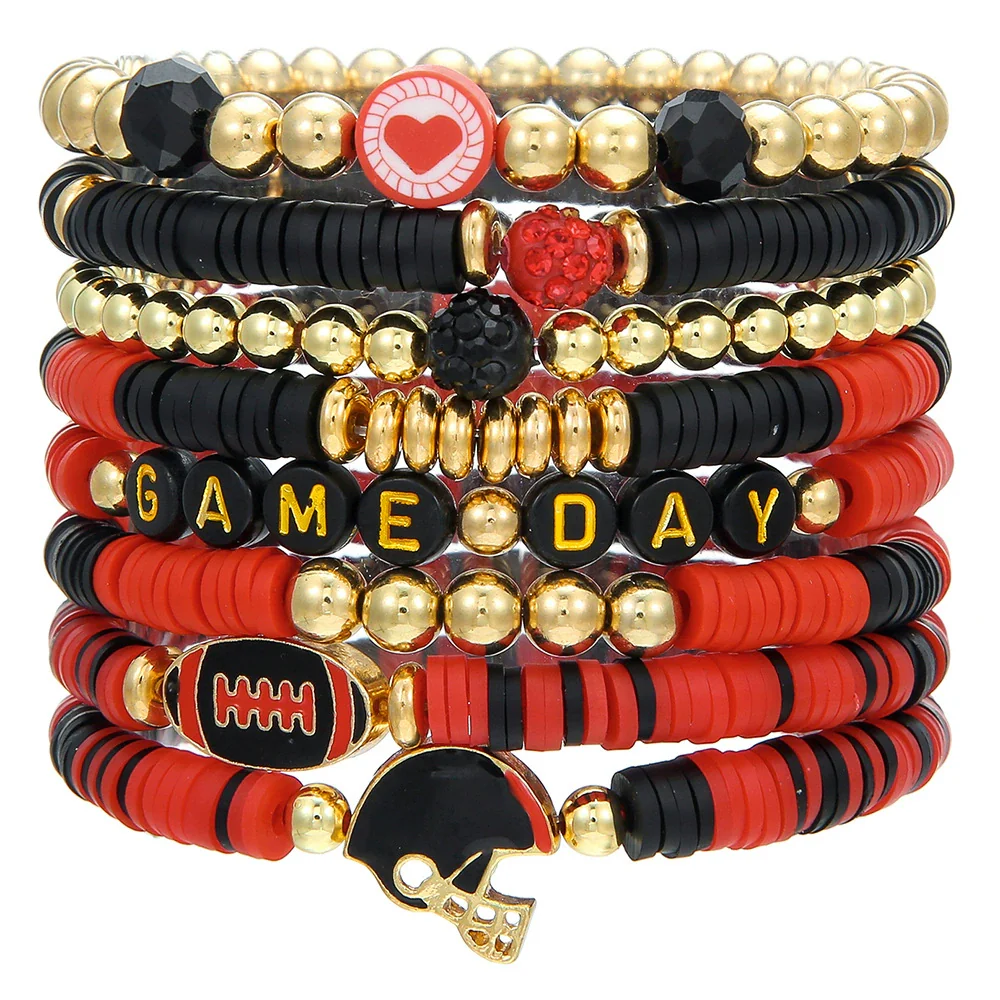 Rugby Bracelet Soft Ceramic Polymer Alloy Acrylic Geometric Handmade Unisex - Image 12