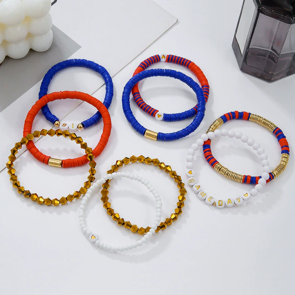 Rugby Bracelet Soft Ceramic Polymer Alloy Acrylic Geometric Handmade Unisex - Image 2