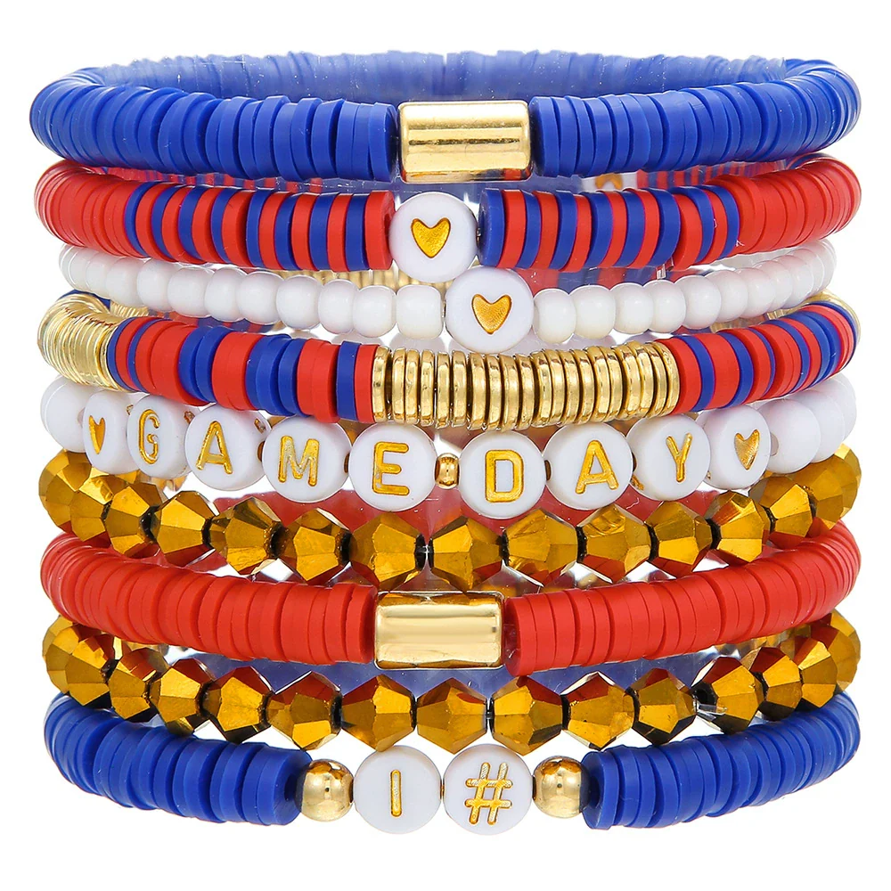 Rugby Bracelet Soft Ceramic Polymer Alloy Acrylic Geometric Handmade Unisex - Image 4