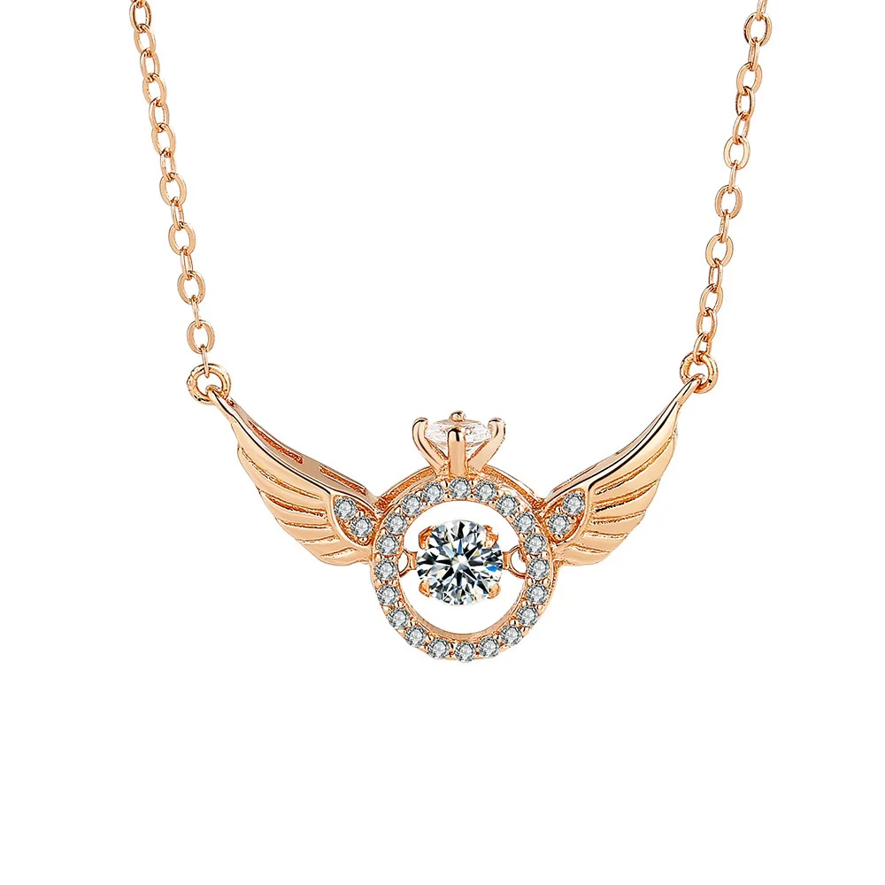 S925 Sterling Silver Geometric Angel Wings Pendant Necklace For Women - Image 5