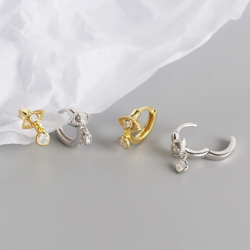 S925 Sterling Silver Geometric Eyes Tears Earrings With Electroplating - Image 3