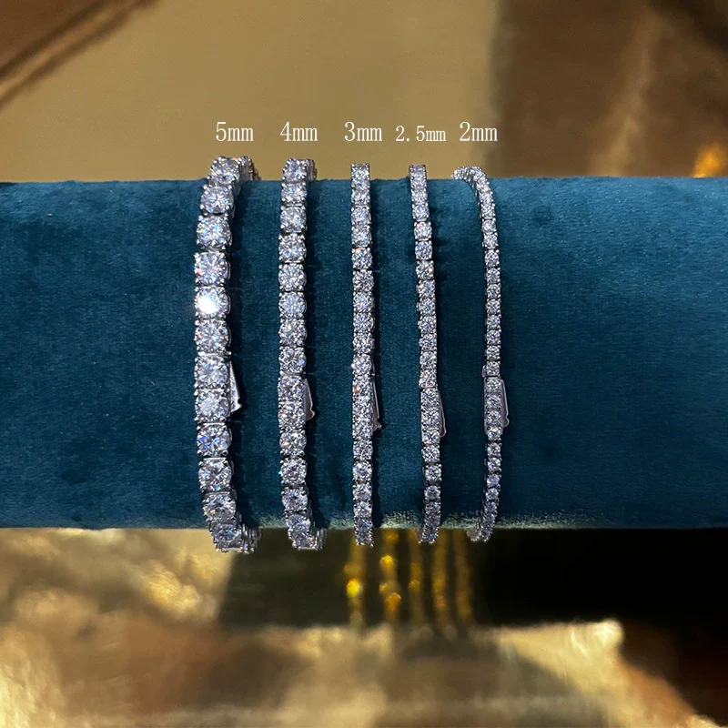 S925 Sterling Silver Geometric Moissanite Diamond Bracelet For Couples Unisex - Image 2