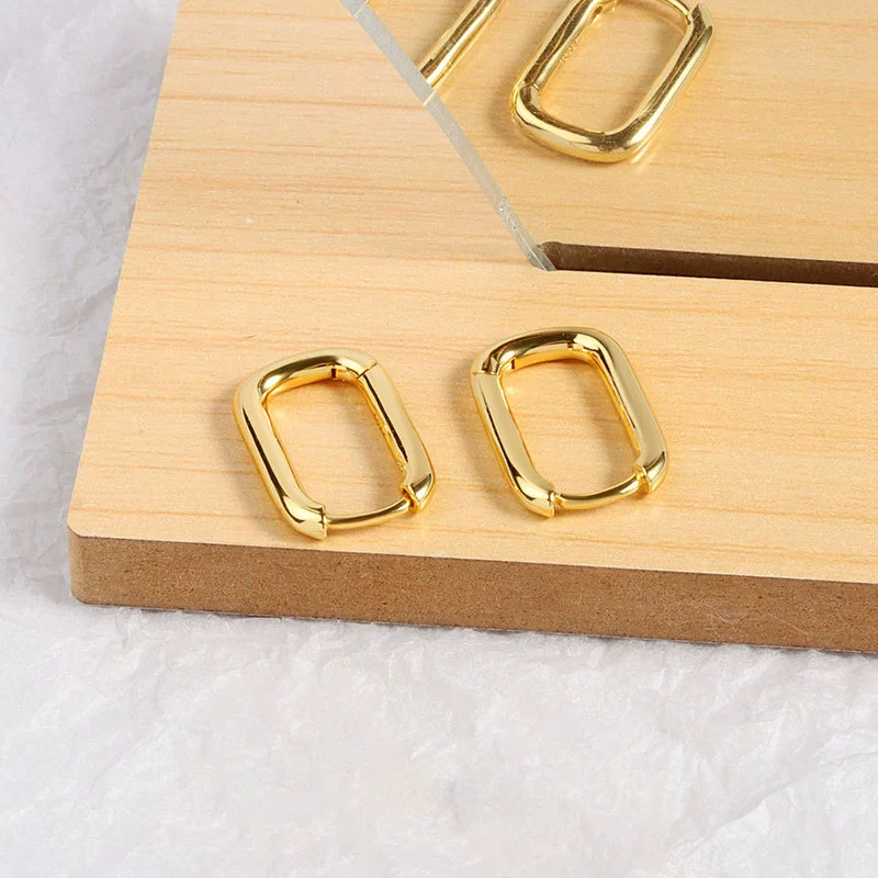 S925 Sterling Silver Geometric Oval Ushaped Electroplated Earrings - Image 8