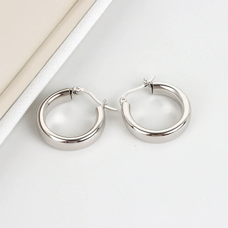 S925 Sterling Silver Geometric Torus Circle Earrings