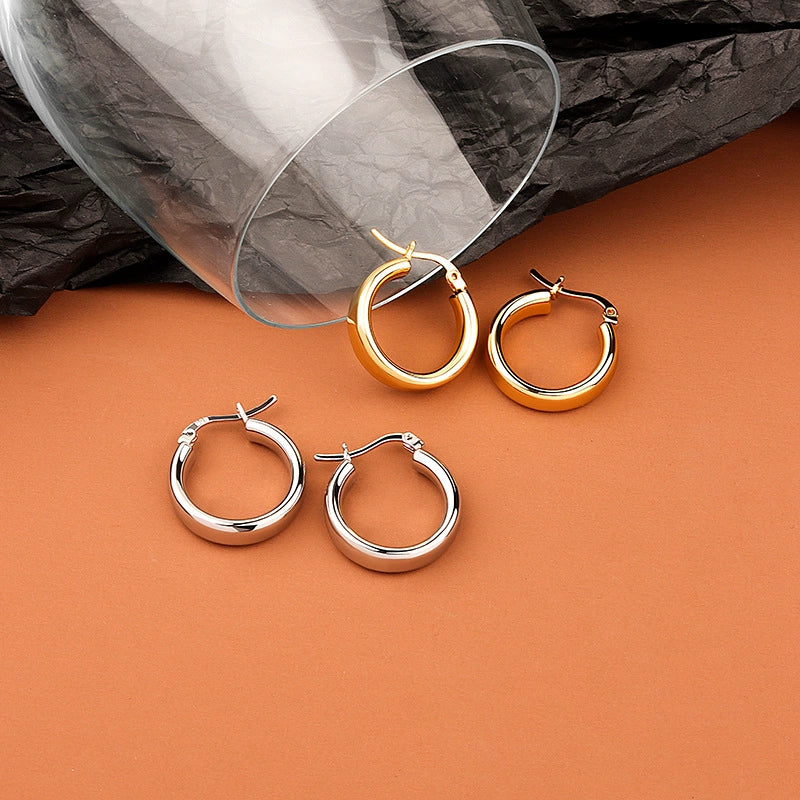 S925 Sterling Silver Geometric Torus Circle Earrings - Image 2