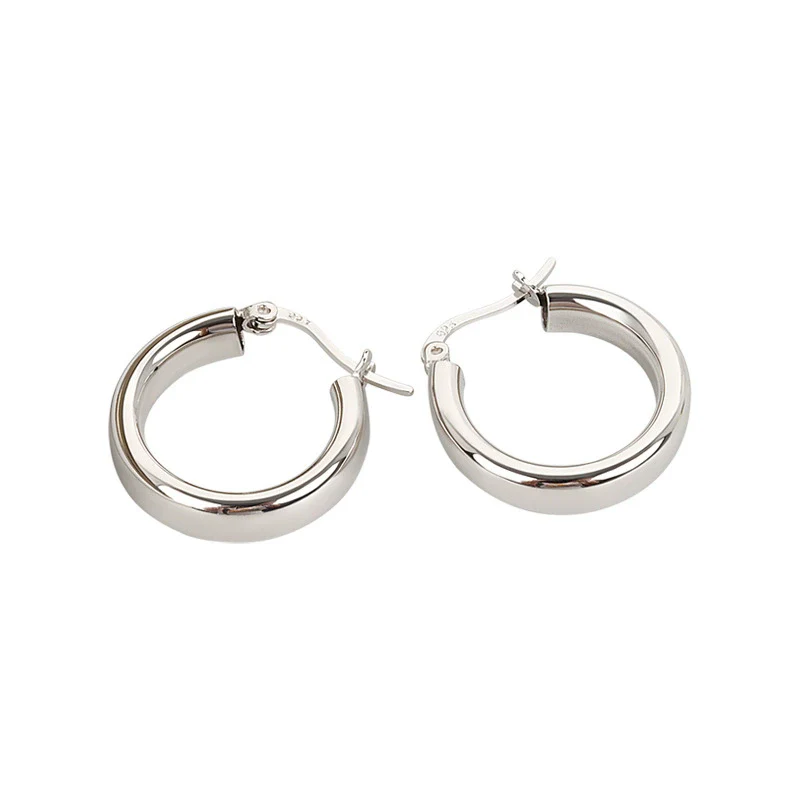 S925 Sterling Silver Geometric Torus Circle Earrings - Image 5