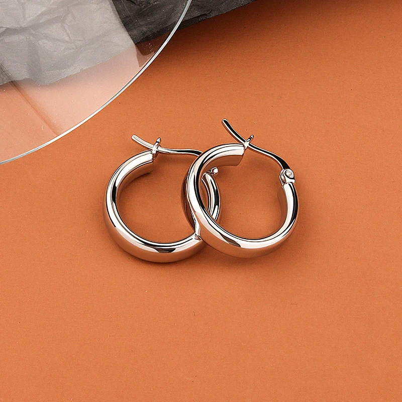 S925 Sterling Silver Geometric Torus Circle Earrings - Image 6