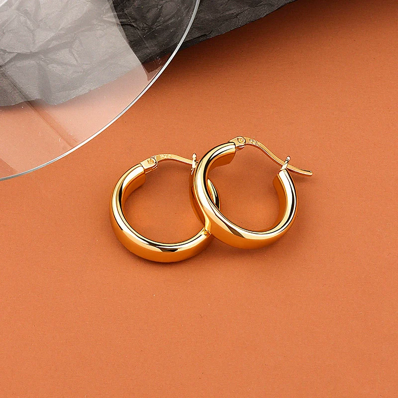 S925 Sterling Silver Geometric Torus Circle Earrings - Image 7