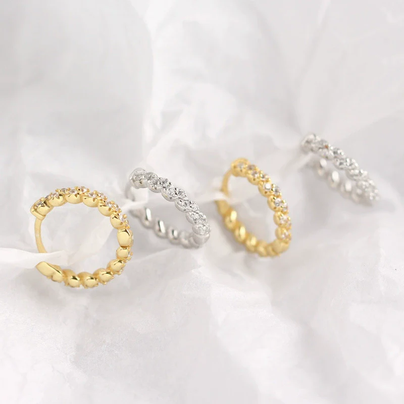 S925 Sterling Silver Geometric Wave With Diamond Earring Buckles Trendy Earrings - Image 3