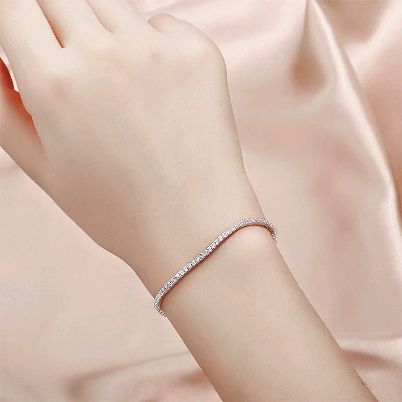 S925 Sterling Silver Geometric Zircon Women's Bracelet - Image 3