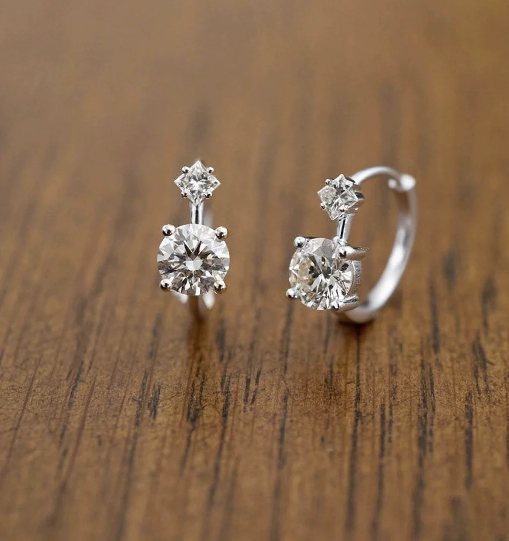S925 Sterling Silver Goldplated Geometric Zirconia Earrings Light Luxury Style - Image 7