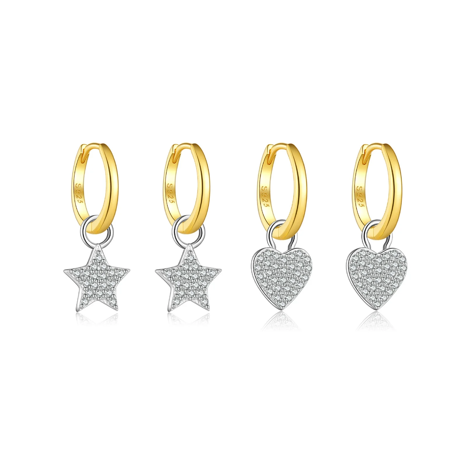 S925 Sterling Silver Heart Pendant Earrings Microinlaid Zirconium Electroplated Platinum 18K Gold Fashionable - Image 5