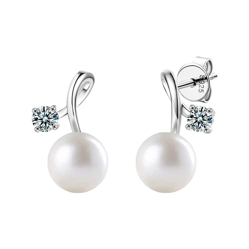 S925 Sterling Silver Moissanite Pearl Fruit Earrings Set With Diamonds - Image 4