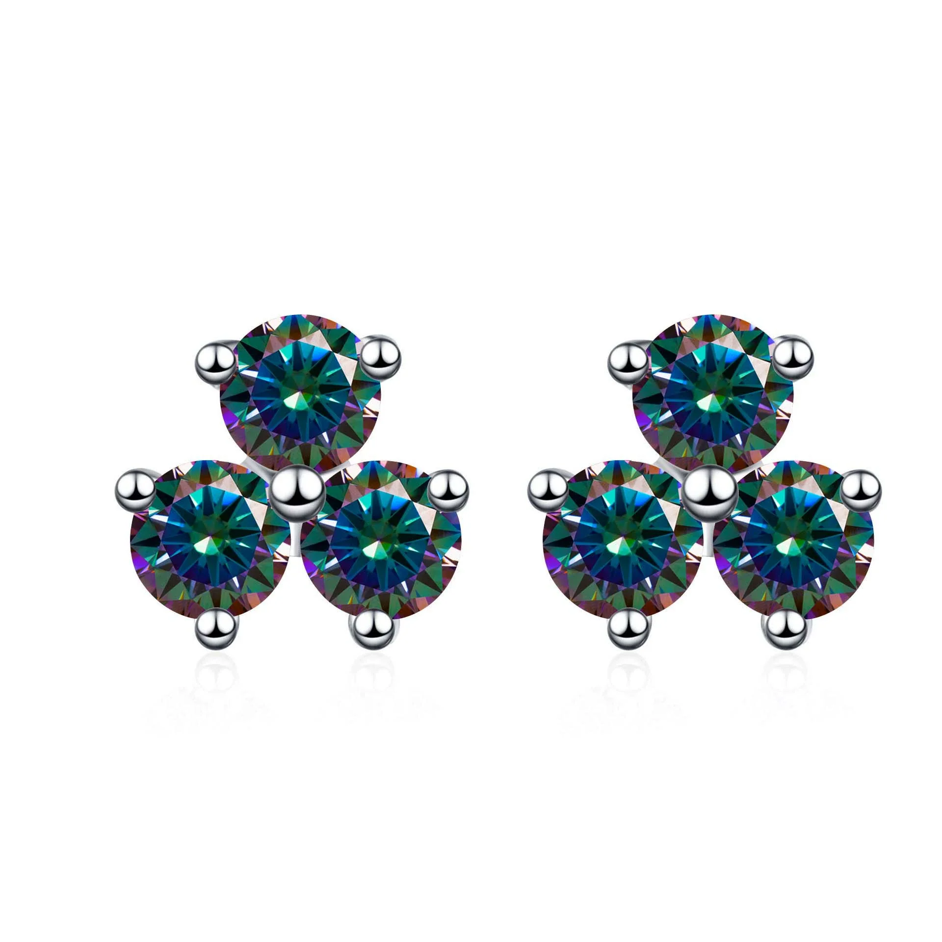 S925 Sterling Silver Moissanite Round Diamond Women's Earrings - Image 9