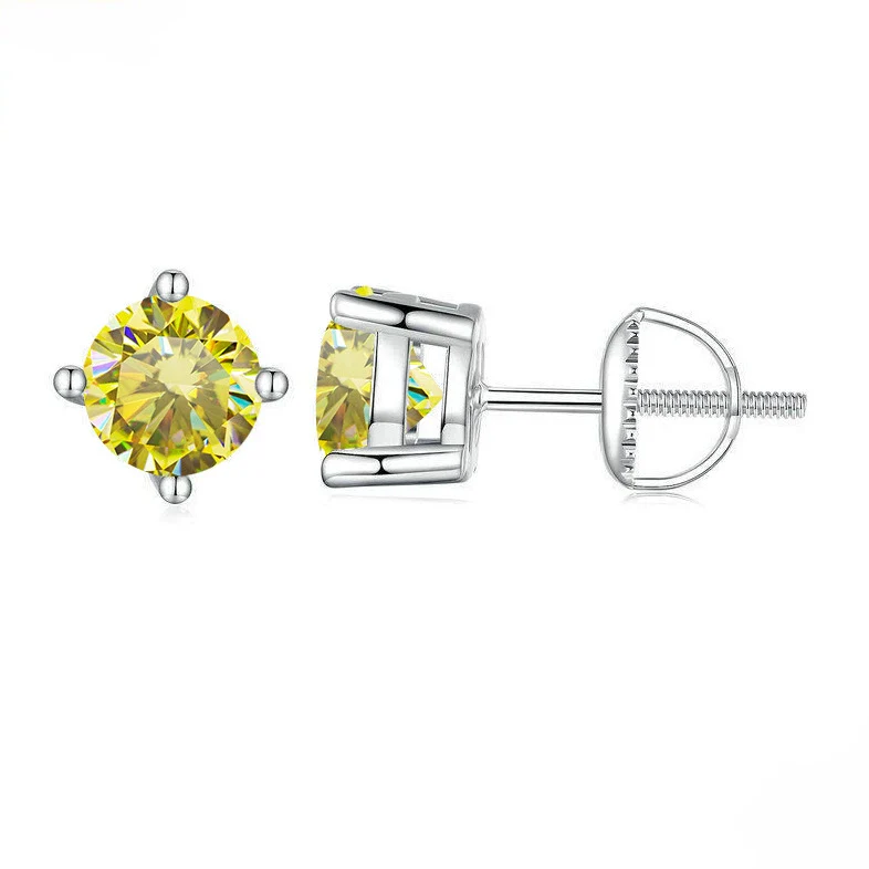 S925 Sterling Silver Round Moissanite Diamond Design Classic Women's Earrings - Image 8