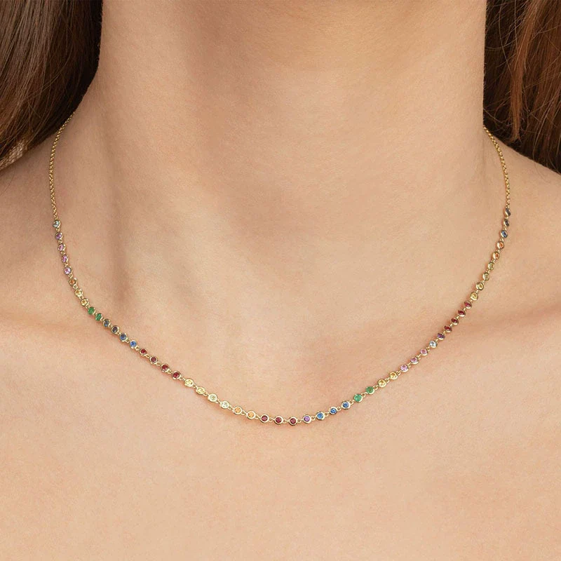 S925 Sterling Silver Snake Bone Chain Geometric Zircon Necklace With Electroplating For Women - Image 2