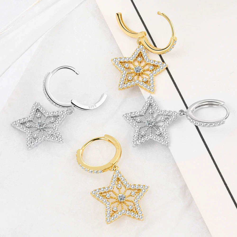 S925 Sterling Silver Stud Earrings Electroplated Female Fashion Style - Image 4