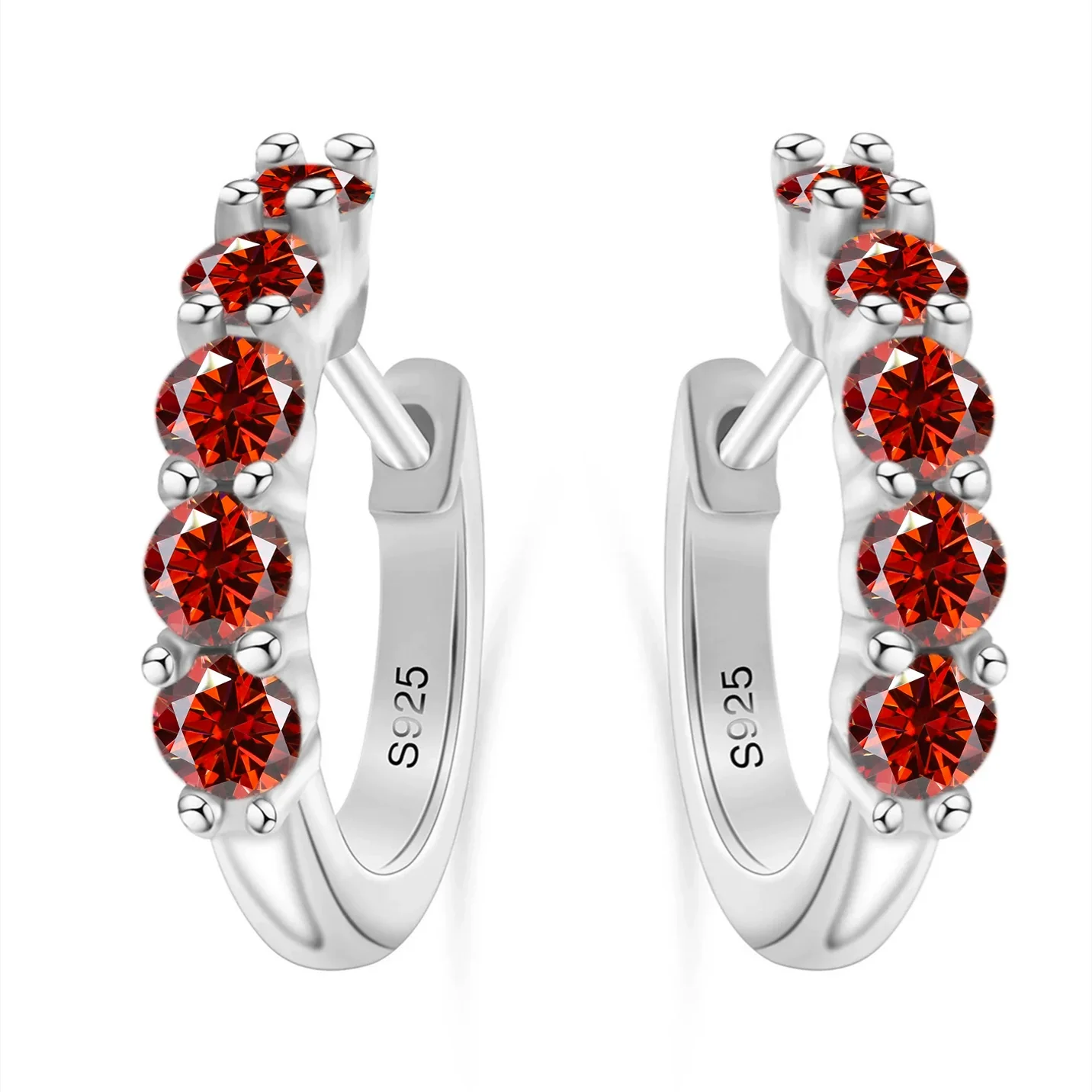 S925 Sterling Silver Women's Classic Round Moissanite And Diamond Earrings - Image 12