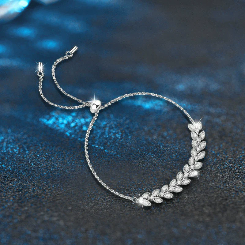 S925 Sterling Silver Women's Light Luxury Flower Pattern Moissanite Adjustable Bracelet - Image 2