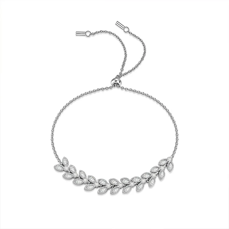 S925 Sterling Silver Women's Light Luxury Flower Pattern Moissanite Adjustable Bracelet - Image 4