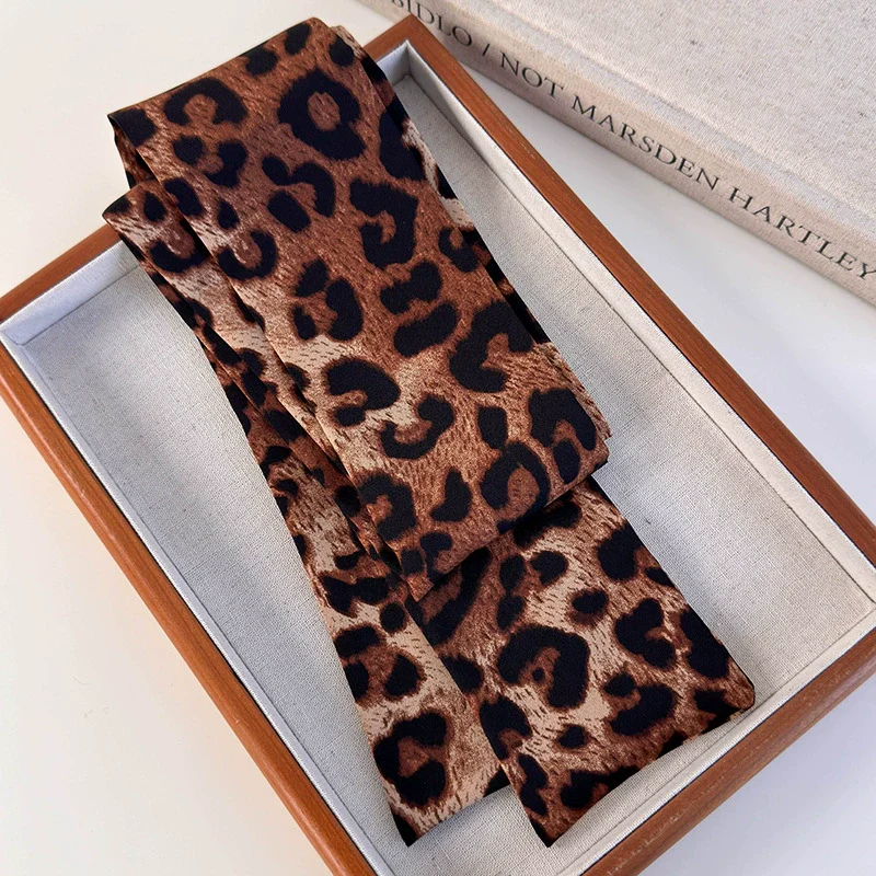 Scarf Hair Belt Satin Leopard Print Geometric Retro Fashionable - Image 13
