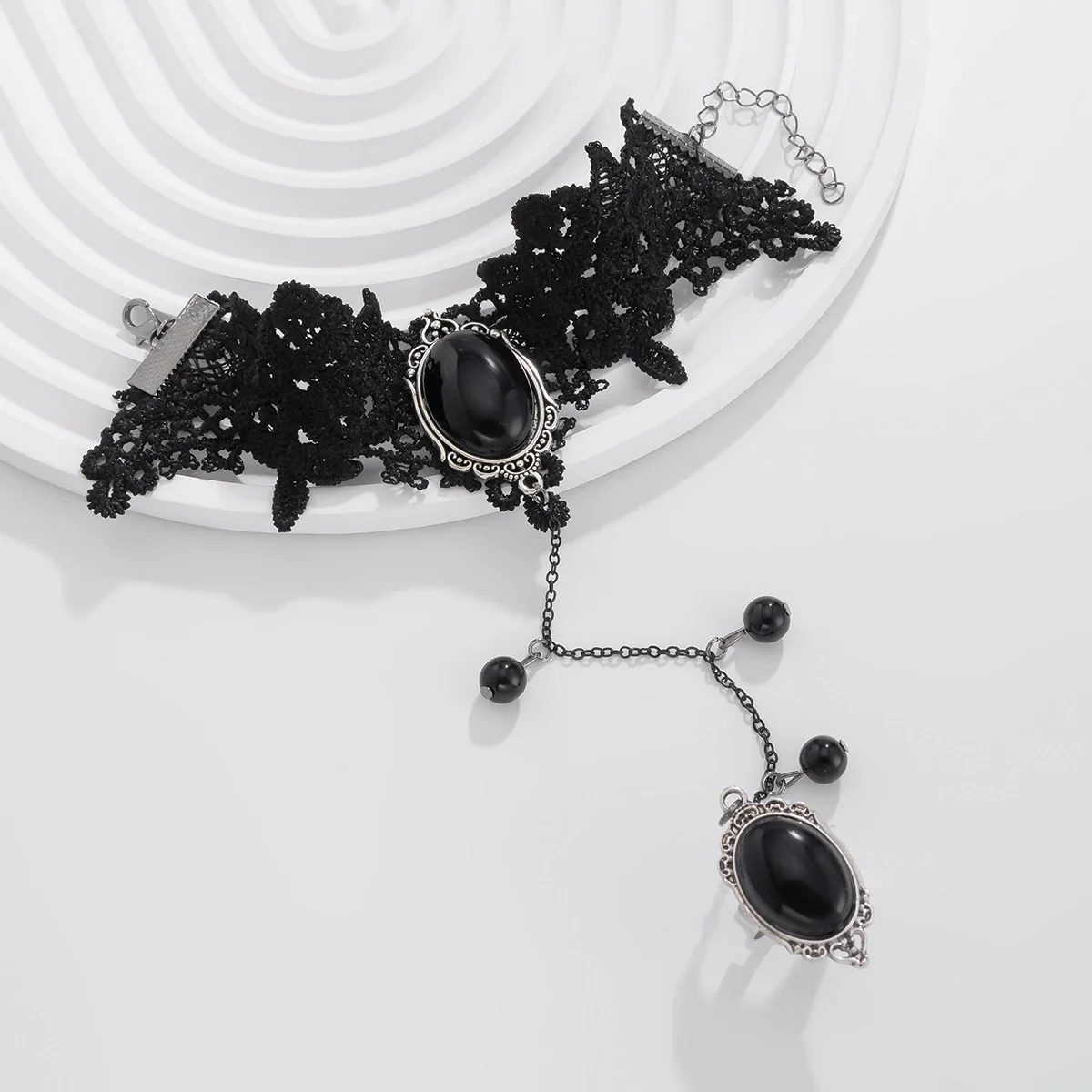 Sexy Gothic Handmade Lace Red Rose Bracelet For Women - Image 6