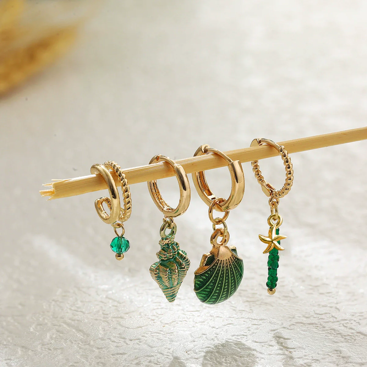 Shell Conch Women's Vacation Style Fourpiece Earring Set - Image 2