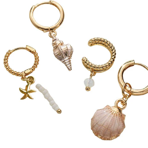 Shell Conch Women's Vacation Style Fourpiece Earring Set - Image 5