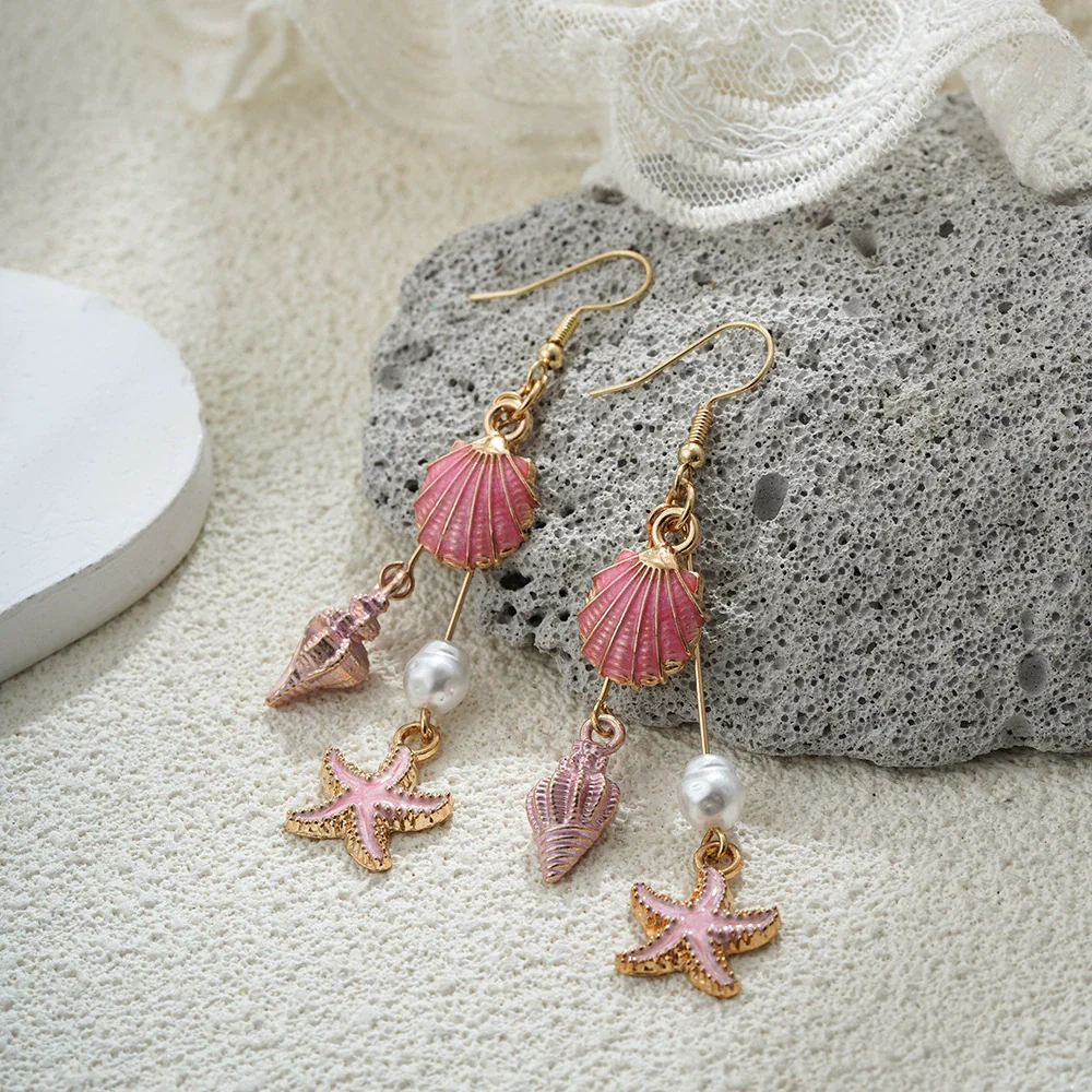 Shell Geometric Bohemian Handmade Women's Vacation Style Earrings - Image 6