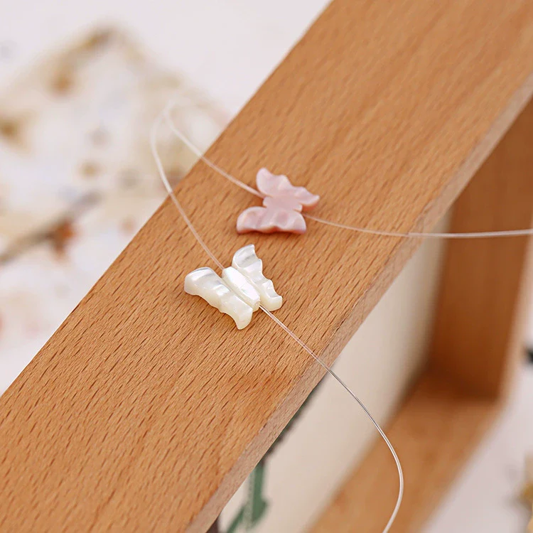 Shell Hollow Carved Butterfly And Bow Invisible Necklace Pendant Hairpin - Image 2