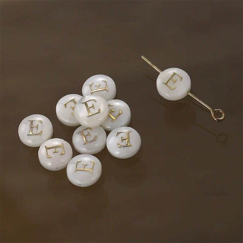 Shell Jewelry Geometric 26 Letters Round Fritillaria Double Sided Straight Hole Matching Material - Image 10