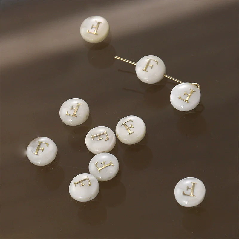 Shell Jewelry Geometric 26 Letters Round Fritillaria Double Sided Straight Hole Matching Material - Image 11