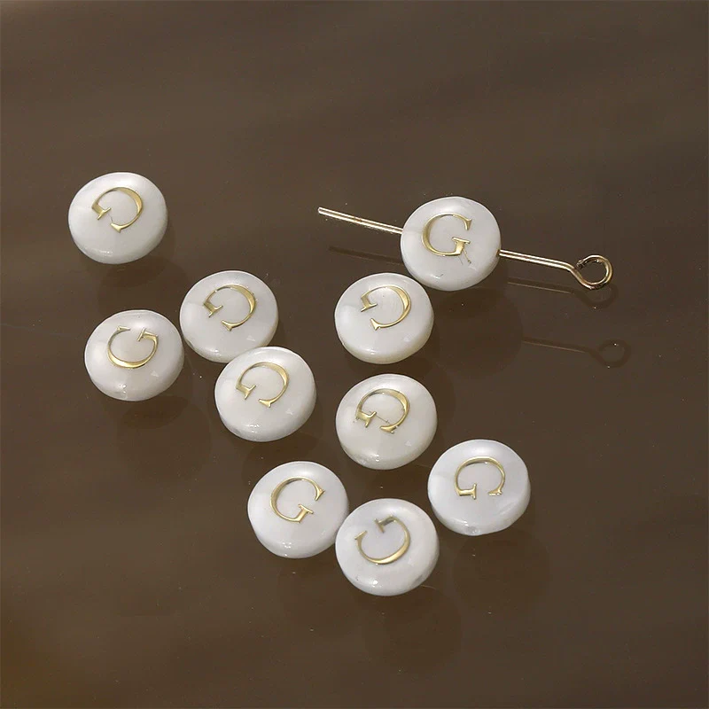 Shell Jewelry Geometric 26 Letters Round Fritillaria Double Sided Straight Hole Matching Material - Image 12