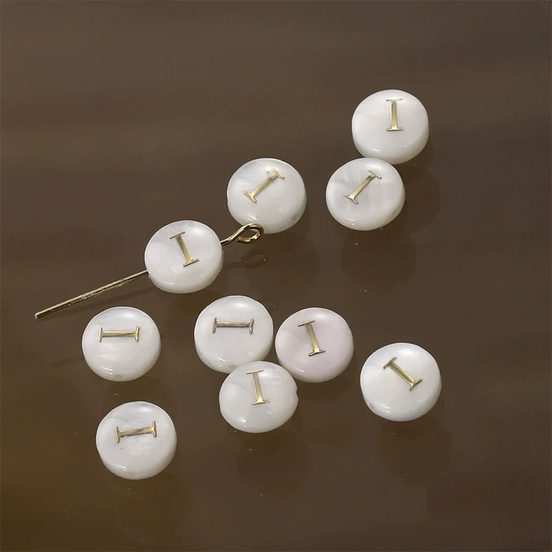 Shell Jewelry Geometric 26 Letters Round Fritillaria Double Sided Straight Hole Matching Material - Image 14