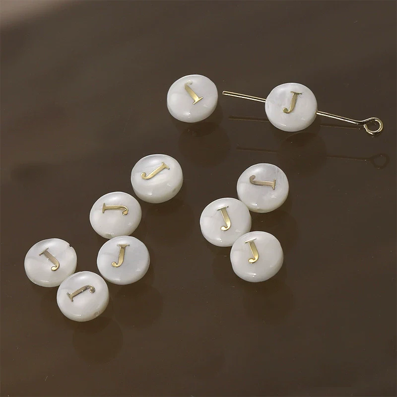 Shell Jewelry Geometric 26 Letters Round Fritillaria Double Sided Straight Hole Matching Material - Image 15