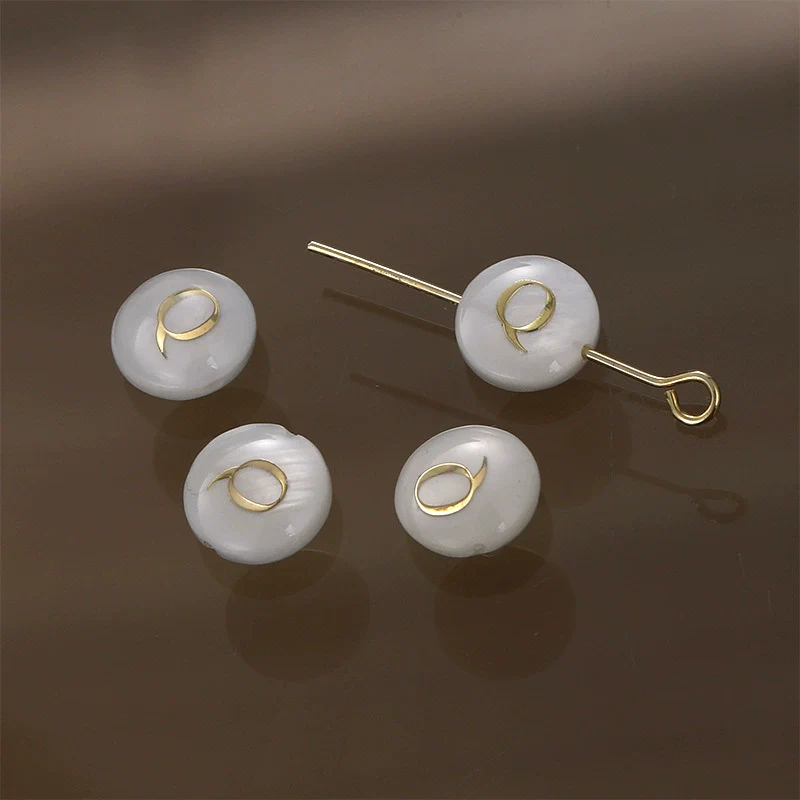 Shell Jewelry Geometric 26 Letters Round Fritillaria Double Sided Straight Hole Matching Material - Image 22