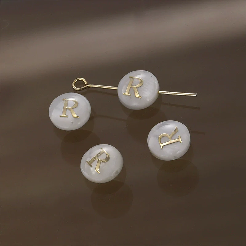Shell Jewelry Geometric 26 Letters Round Fritillaria Double Sided Straight Hole Matching Material - Image 23