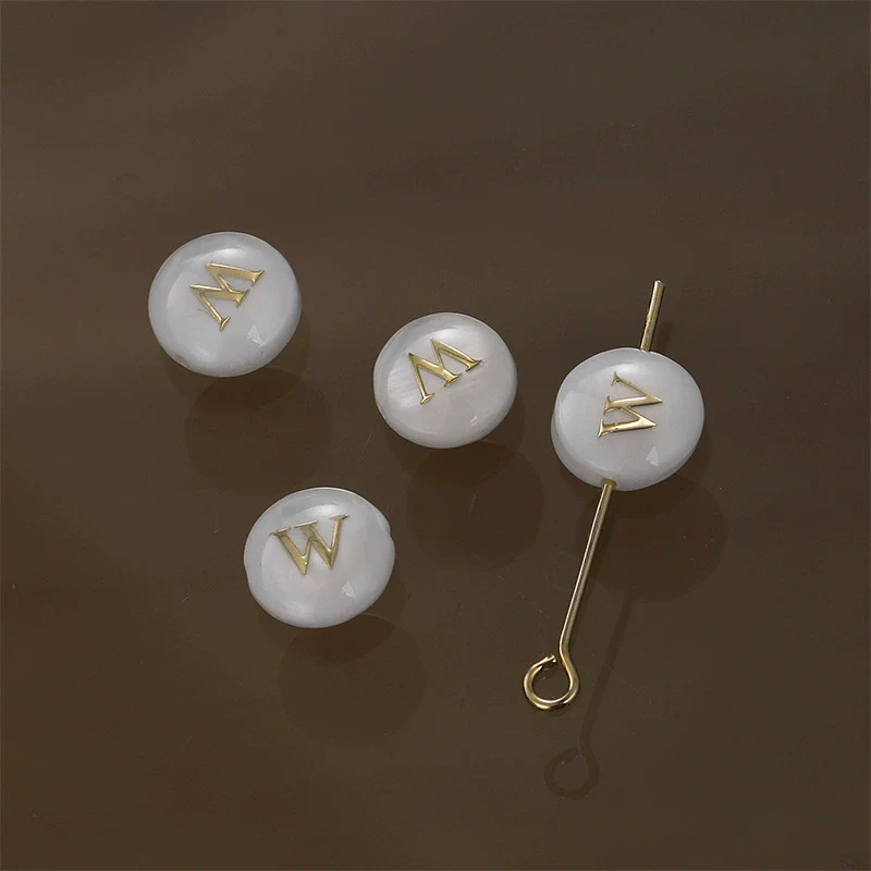 Shell Jewelry Geometric 26 Letters Round Fritillaria Double Sided Straight Hole Matching Material - Image 28