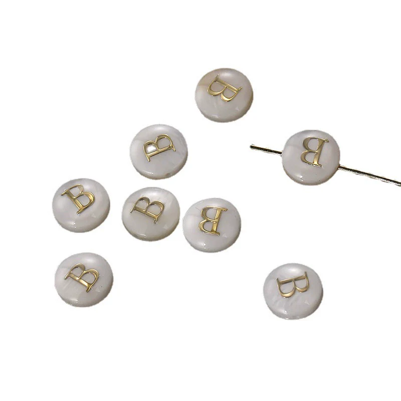 Shell Jewelry Geometric 26 Letters Round Fritillaria Double Sided Straight Hole Matching Material - Image 5