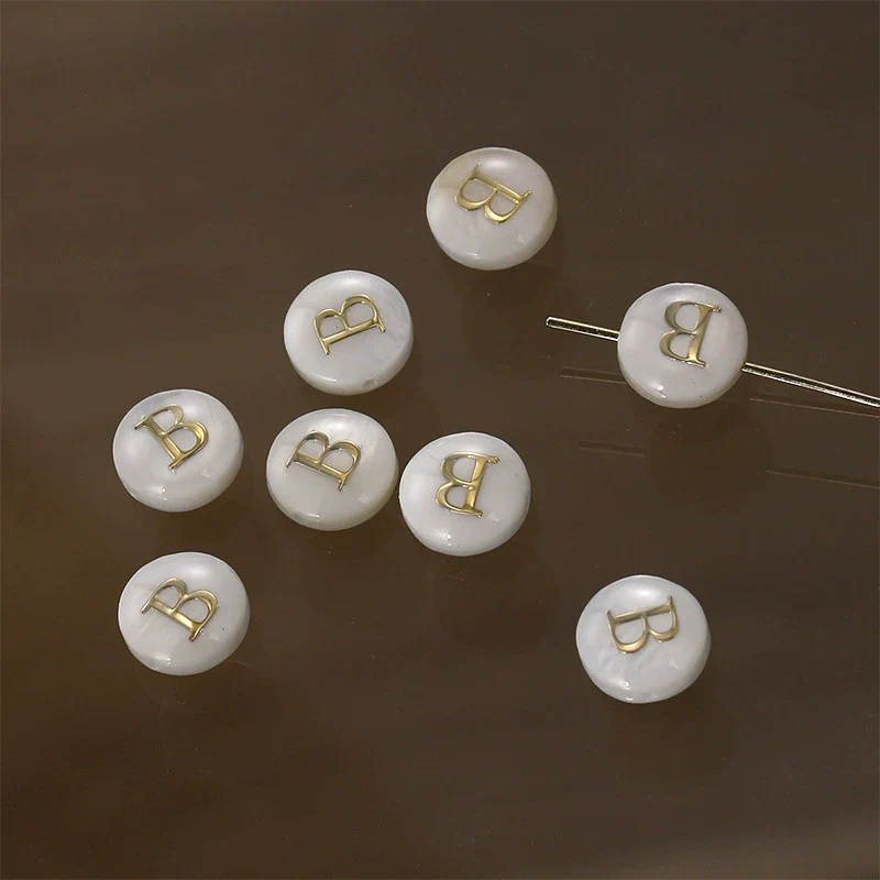 Shell Jewelry Geometric 26 Letters Round Fritillaria Double Sided Straight Hole Matching Material - Image 7