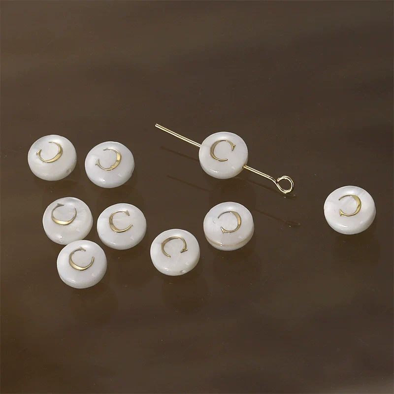 Shell Jewelry Geometric 26 Letters Round Fritillaria Double Sided Straight Hole Matching Material - Image 8