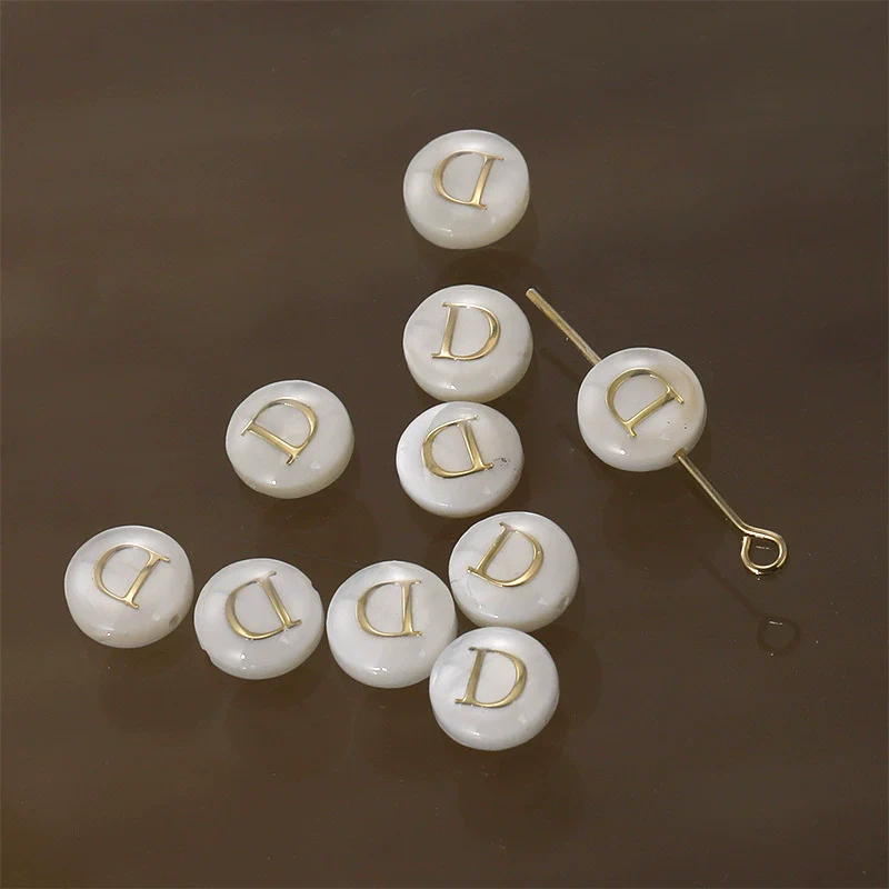 Shell Jewelry Geometric 26 Letters Round Fritillaria Double Sided Straight Hole Matching Material - Image 9